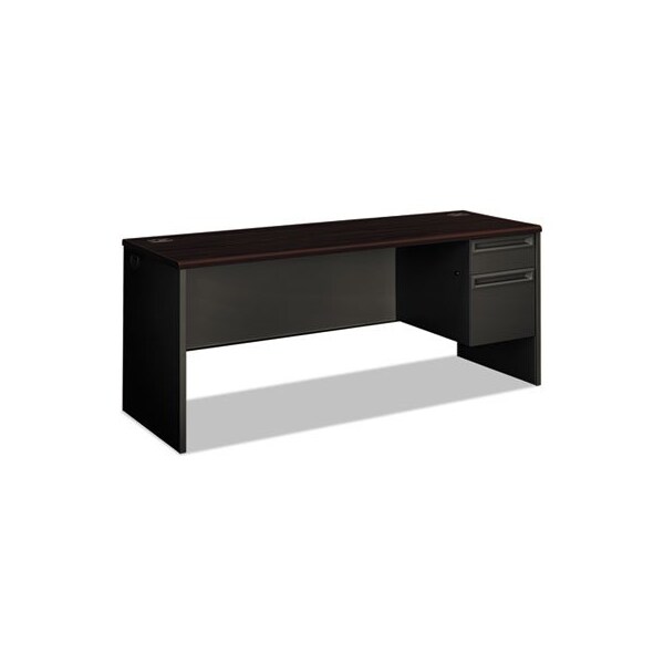 Hon HON, 38000 SERIES RIGHT PEDESTAL CREDENZA, 72W X 24D X 29.5H, MAHOGANY/CHARCOAL 38856RNS - main